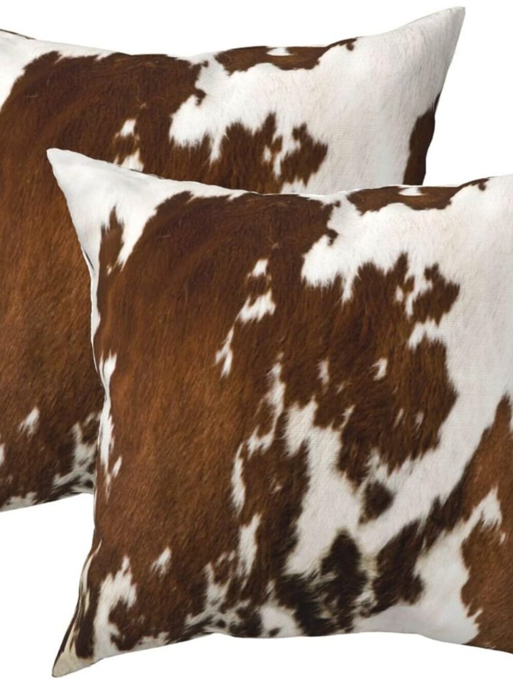 Western Cow Print Throw Pillows Cover Set of 2 Brown Faux Fur Cowhide Decorative